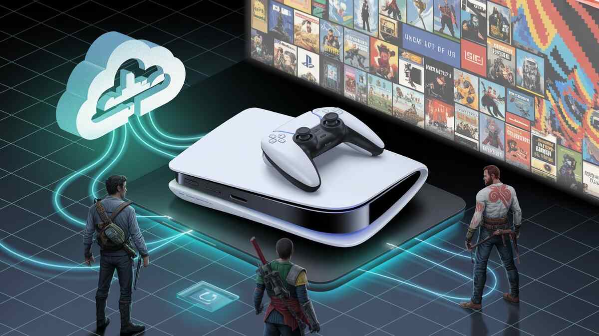 Cloud gaming and PS5 console shown with PS3 titles, raising the question can you play ps3 games on ps5 with streaming.
