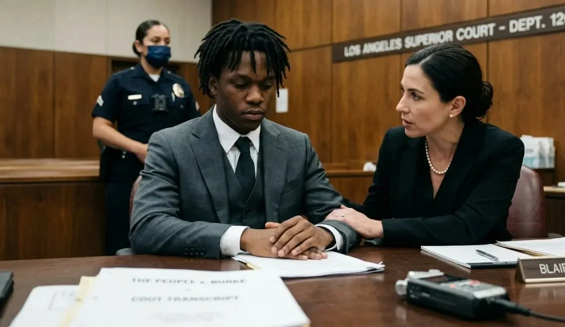 A moody, low-light portrait of artist d4vd (David Burke) wearing a dark hoodie, reflecting his signature lo-fi indie-pop and noir aesthetic.