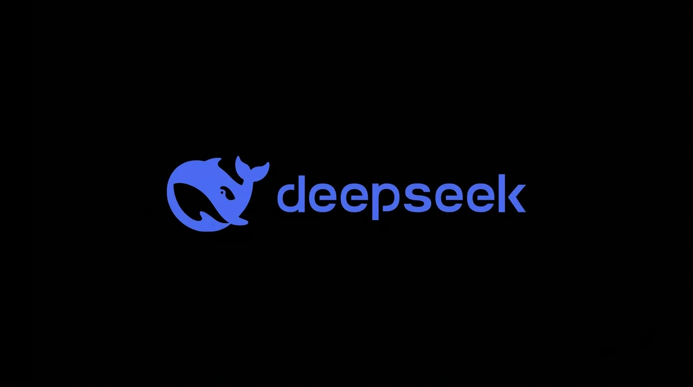 Official is DeepSeek safe logo featuring a blue whale icon and "deepseek" wordmark against a black background.