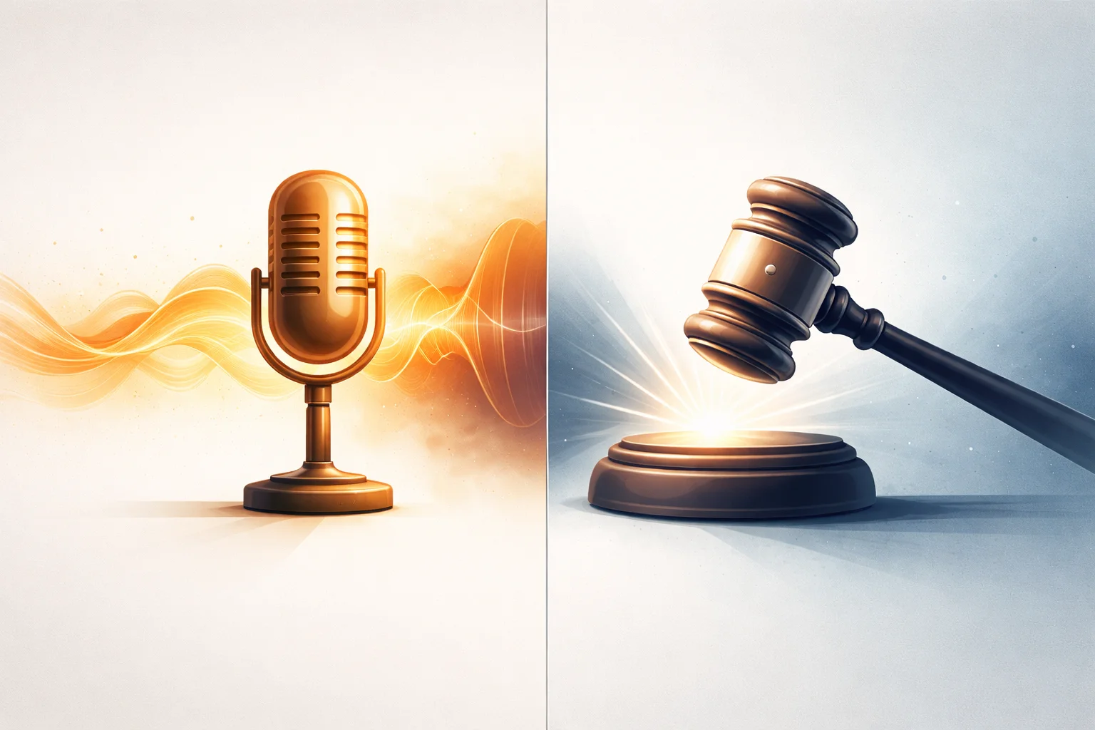 A high-end mobile app interface for a Trump AI voice generator, showing a "Voice Selection" menu with a profile of Donald Trump, a text input field, and a large "Generate Voice" button over a dark, modern background.