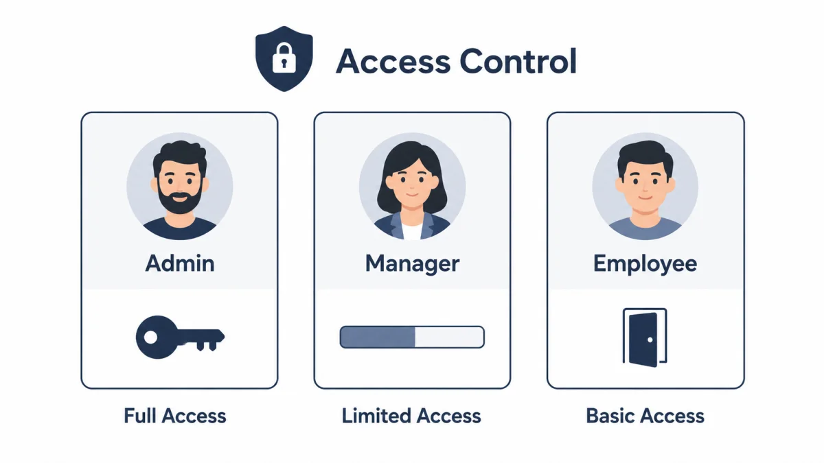 An access control infographic illustrating user privilege levels, ideal as a reference for a cybersecurity checklist for IT support teams.