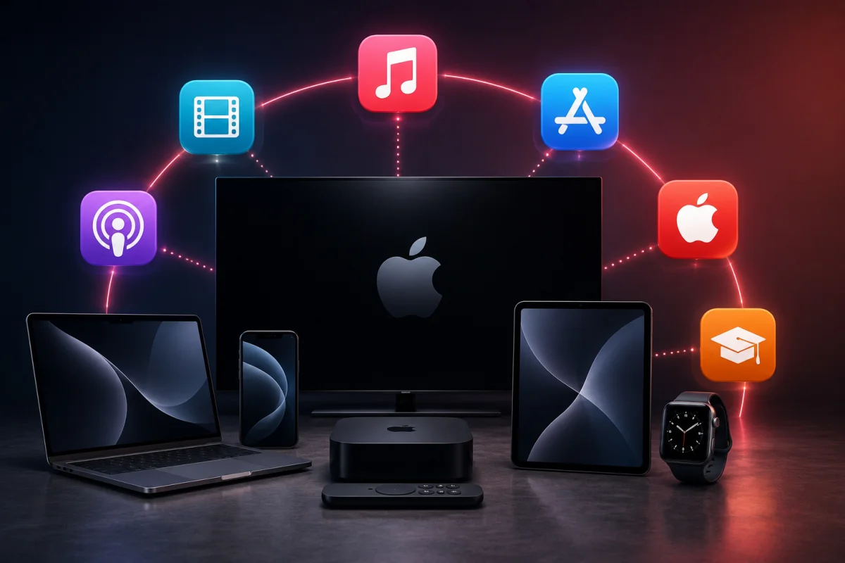 Apple TV Outage showing multiple Apple services experiencing simultaneous disruptions across connected devices.