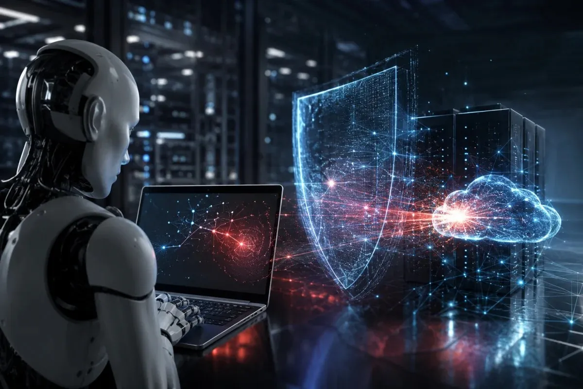 Hugging Face AI cybersecurity breach showing an autonomous AI model interacting with network infrastructure