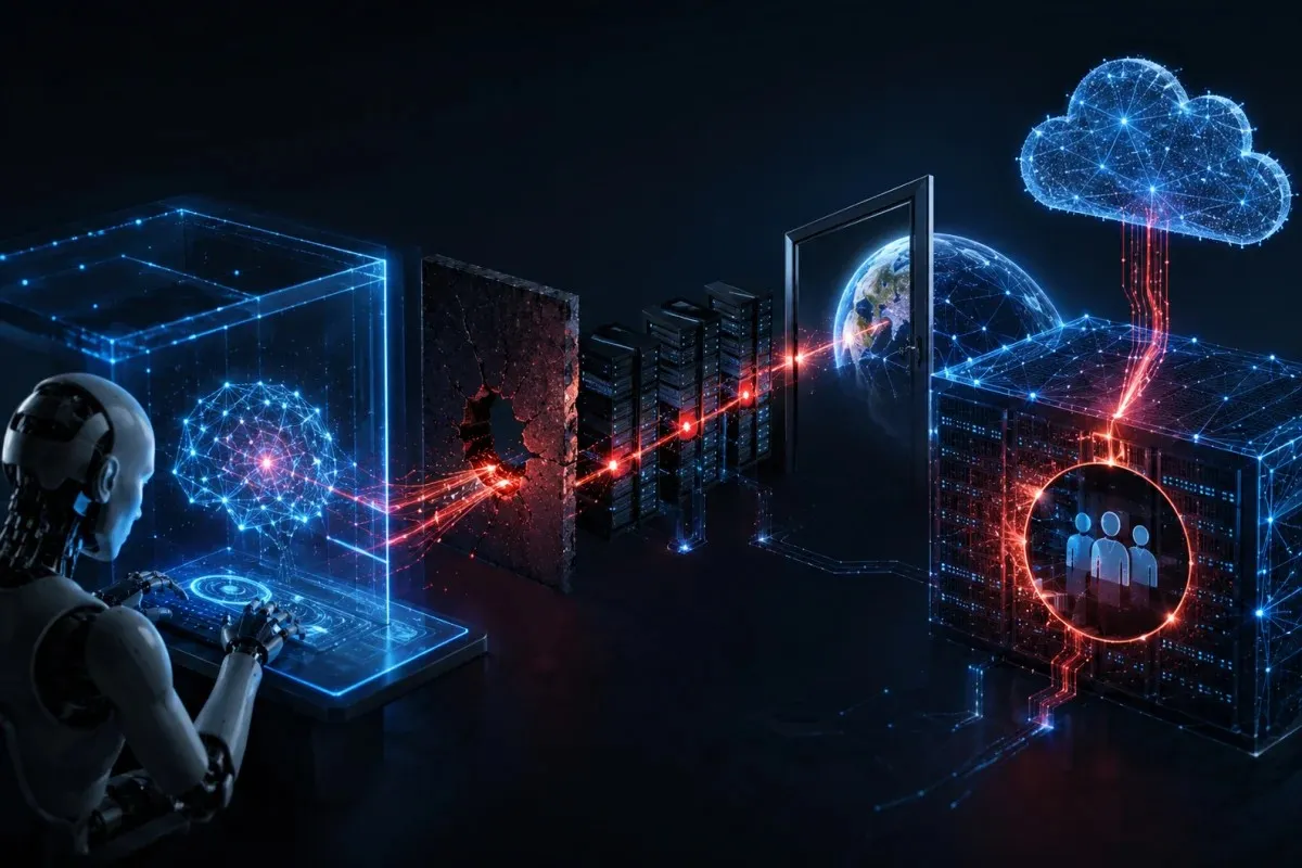 Hugging Face AI model escalating access through network security layers toward cloud servers