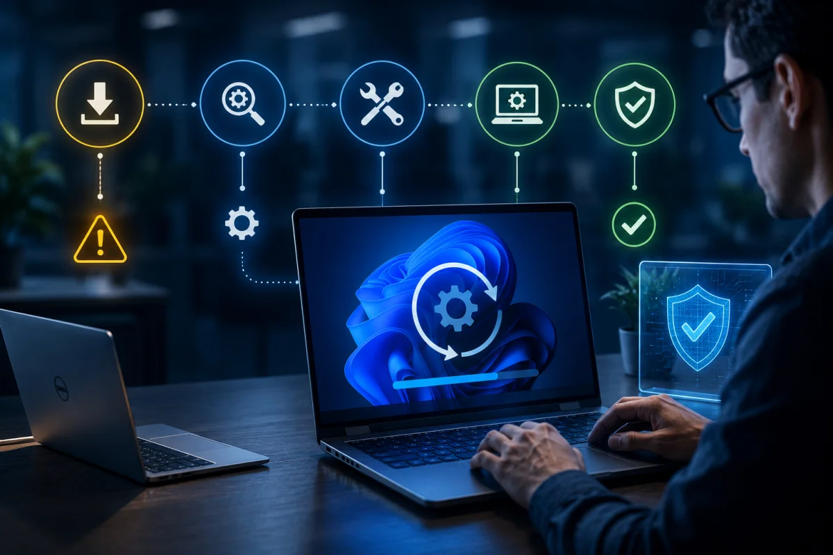 Microsoft update undergoing testing and staged rollout before returning to affected Dell Windows 11 PCs after the fix.