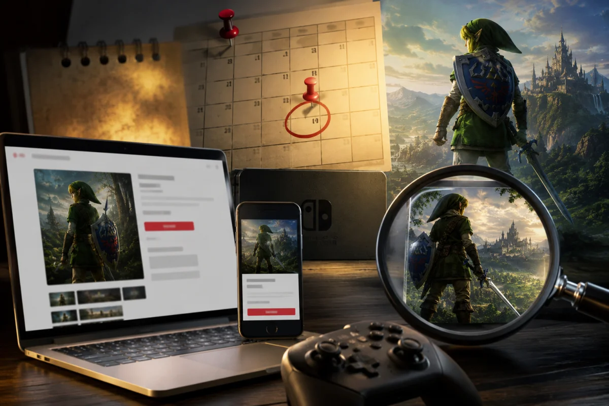 Ocarina Of Time Remake GameStop listing concept with gaming devices representing the rumored August 4 pre-order date