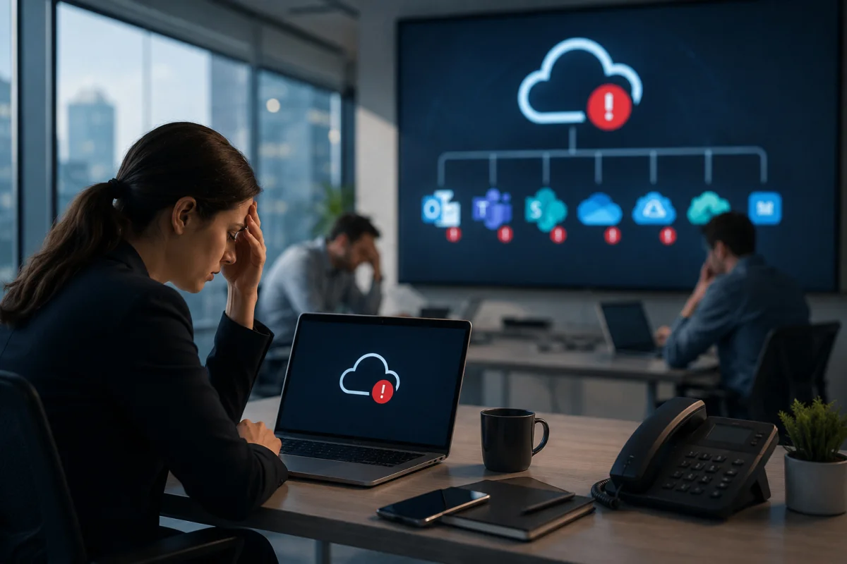 Teams outage affecting employees and Microsoft 365 workplace services during a widespread service disruption