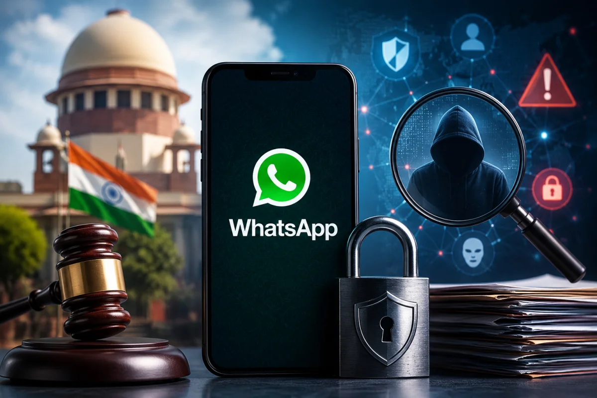 Featured image of the WhatsApp app highlighting the proposed username feature under government review, with cybersecurity, privacy protection, digital identity, and regulatory oversight in a modern technology setting.