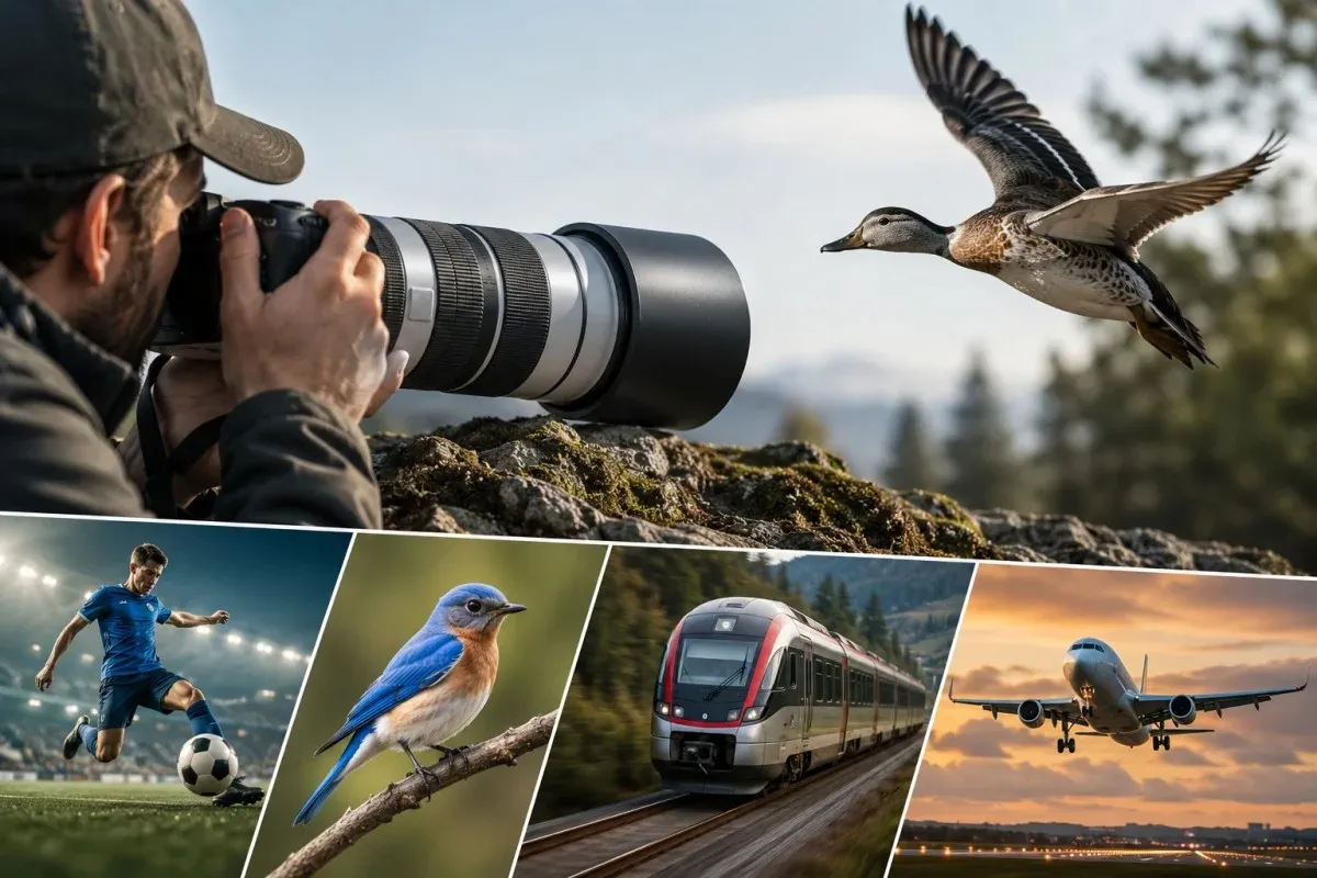 Sony FE 100-400mm F5.6-8 OSS telephoto lens demonstrating autofocus, optical stabilization, and versatile wildlife, sports, train, and aviation photography.
