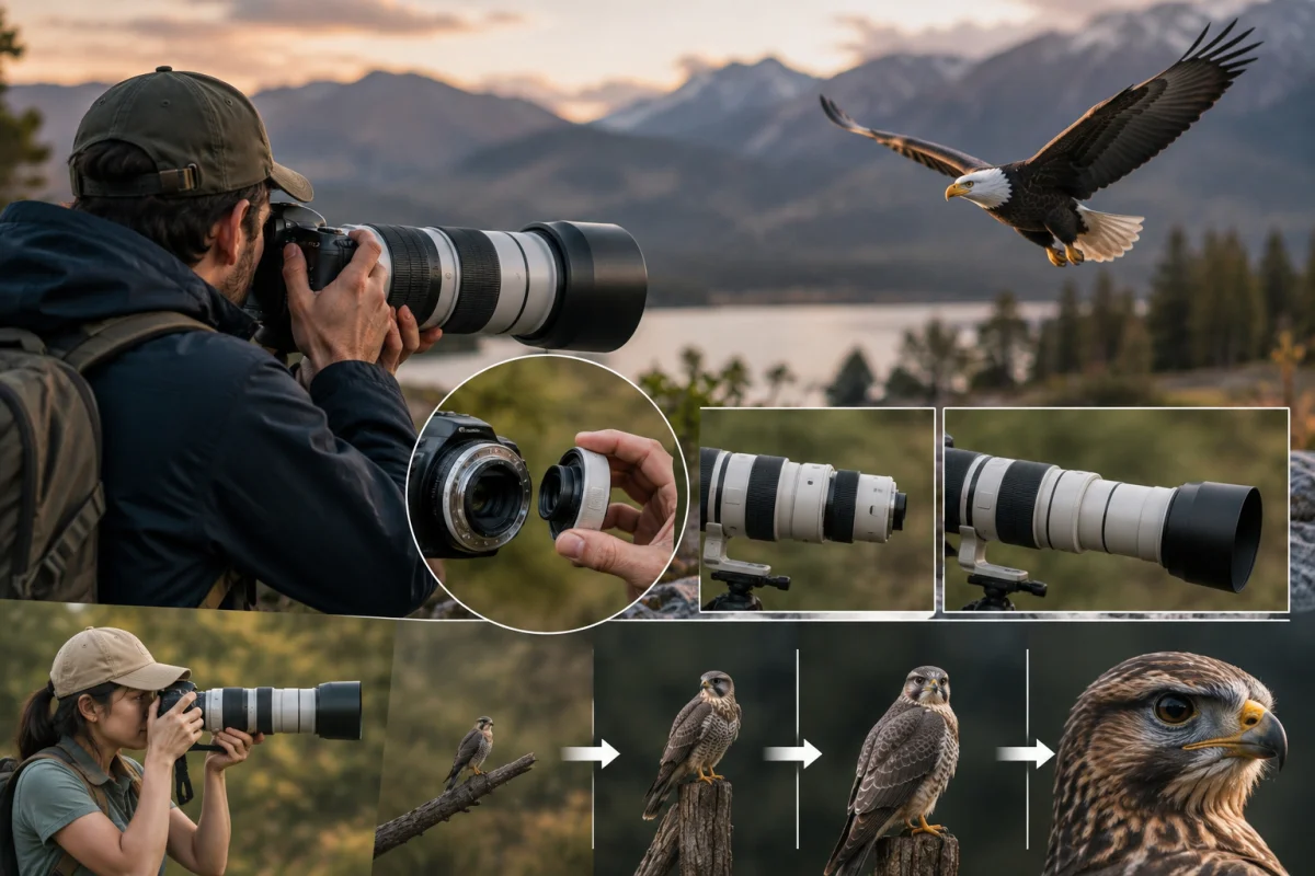 Sony FE 100-400mm telephoto lens with Sony teleconverter compatibility showing extended wildlife photography reach for first-time telephoto photographers.